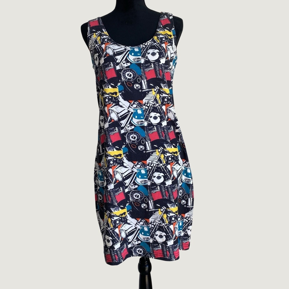 Vintage 90s‎ All Over Print Harley-Davidson Graphic Dress, Size Large